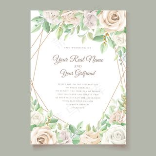 软绿色花卉婚礼请柬套装