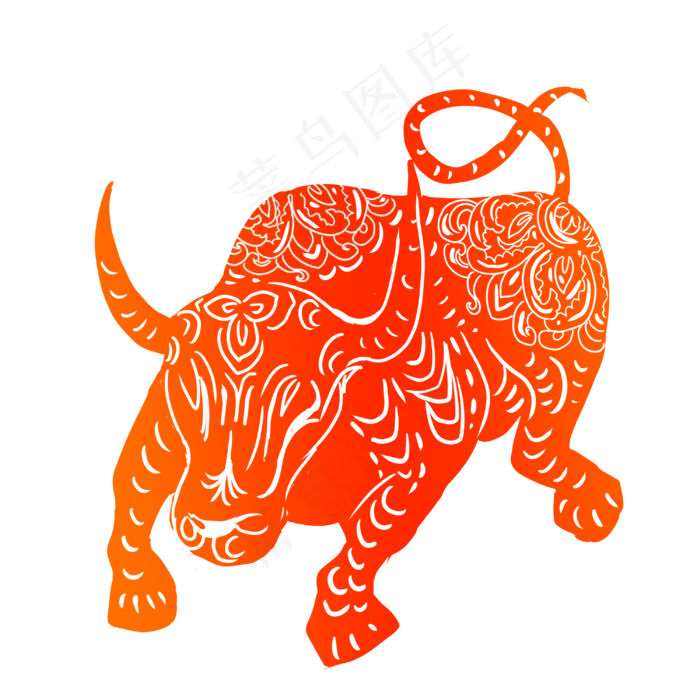 牛年红色剪纸(3000X3000(DPI:300))psd模版下载