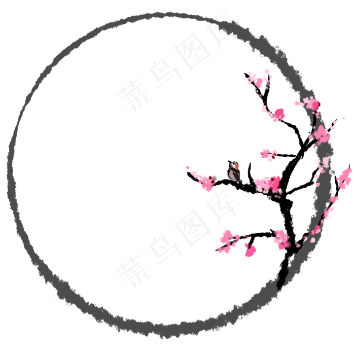 梅花装饰圆形边框