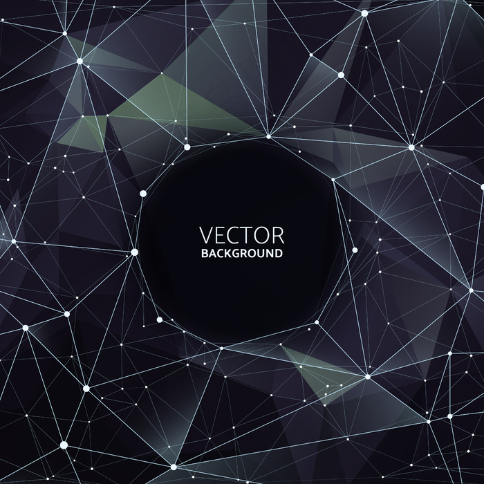 聚类抽象纹理。计算机网络线框技术和大数据矢量概念。