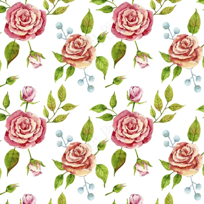 水彩花卉图案eps,ai矢量模版下载