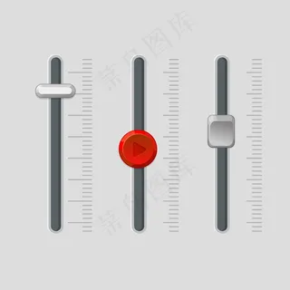 现代音量控制器面板，在音阶附近有可调节的圆形和方形按钮。音乐音量或亮度设置控制设备。