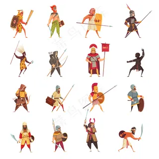 古代战士图标集武器装备于一体 古代战士图标集武器装备于一体