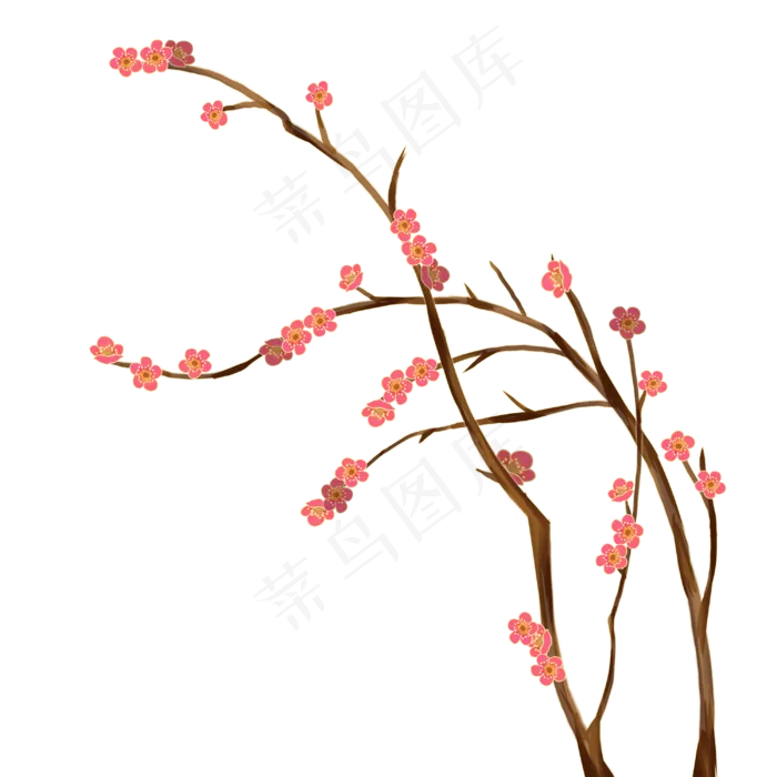 国潮红色梅花腊梅(3000X3000(DPI:299))psd模版下载