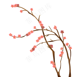 国潮红色梅花腊梅