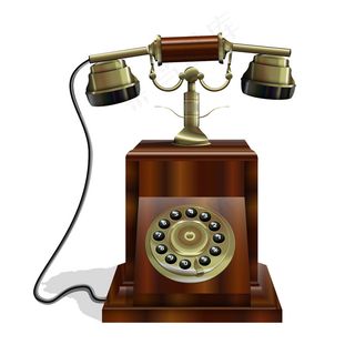木制机身和金管的老式电话