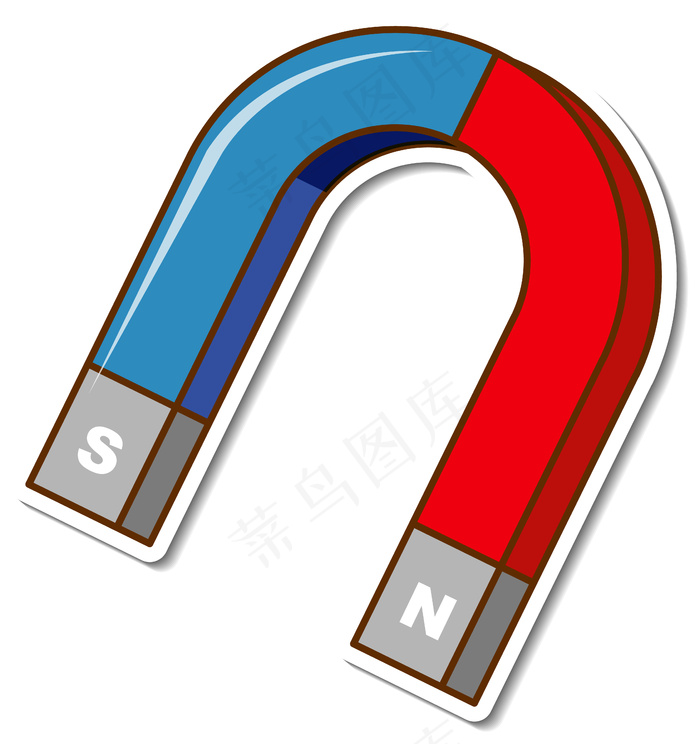 白色背景上的贴纸马蹄形磁铁