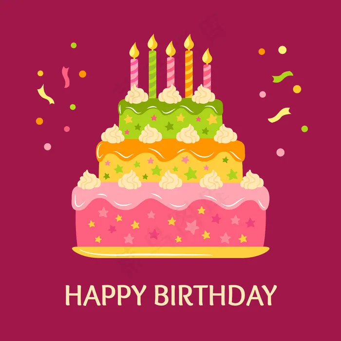 派对生日贺卡明信片蛋糕派eps,ai矢量模版下载