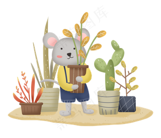 秋天秋日动物老鼠植物