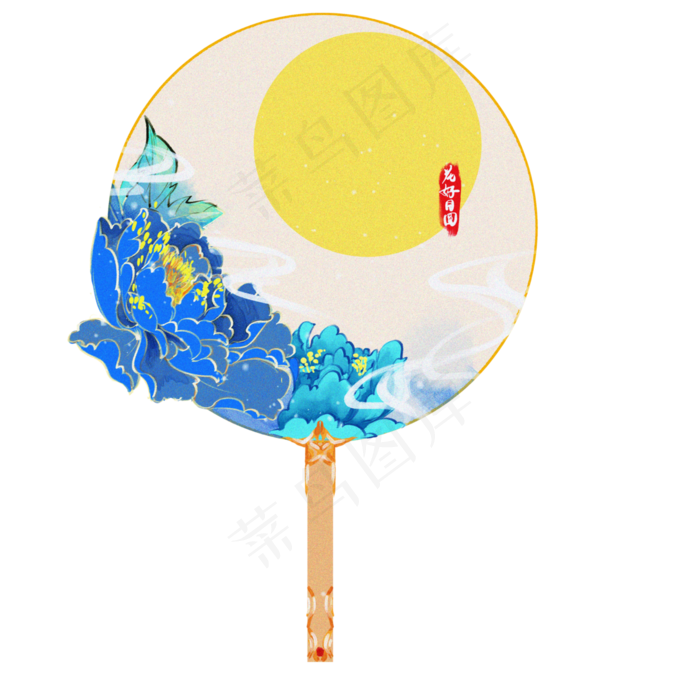 中秋节古风扇子元素