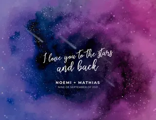 水彩银河婚礼请柬模板