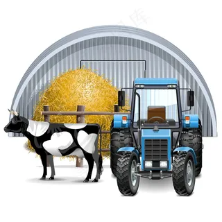 隔离在白色背景上的农场概念