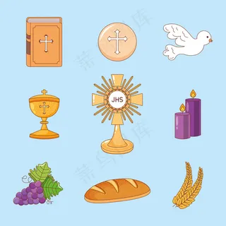 圣餐卡通套装。科珀斯克里斯蒂卡通插图