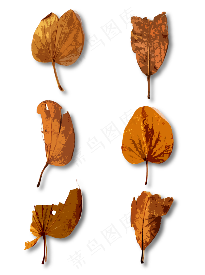 大气手绘矢量树叶秋叶套图元素