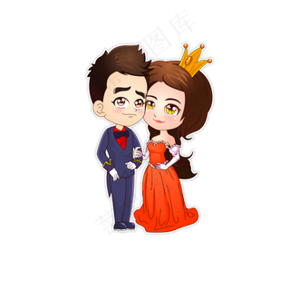 情人节七夕新郎新娘结婚典礼卡通