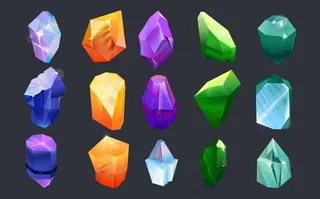 彩色宝石收藏套装。宝石，抽象形状和颜色的宝石
