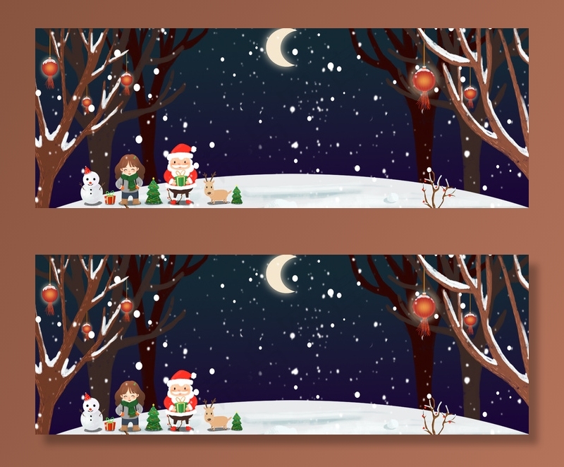 圣诞节卡通圣诞人物插画背景