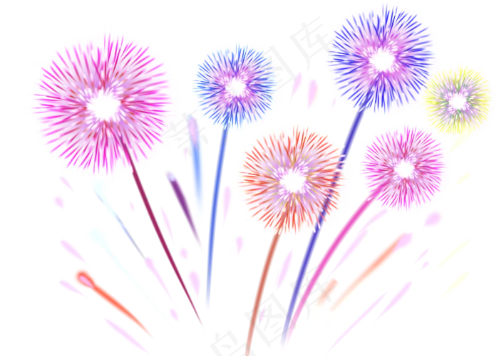 新年彩色烟花四射(2800X2000(DPI:300))psd模版下载