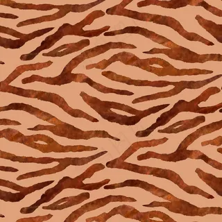 棕色皮肤动物印花水彩画无缝图案