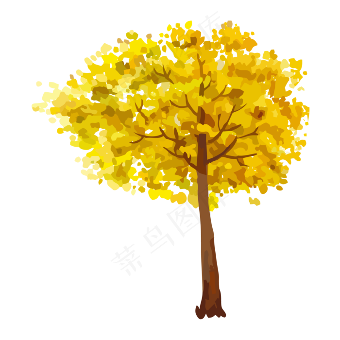 油画黄叶的树
