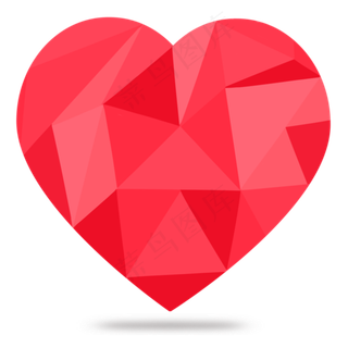 七夕情人节低多边形爱心