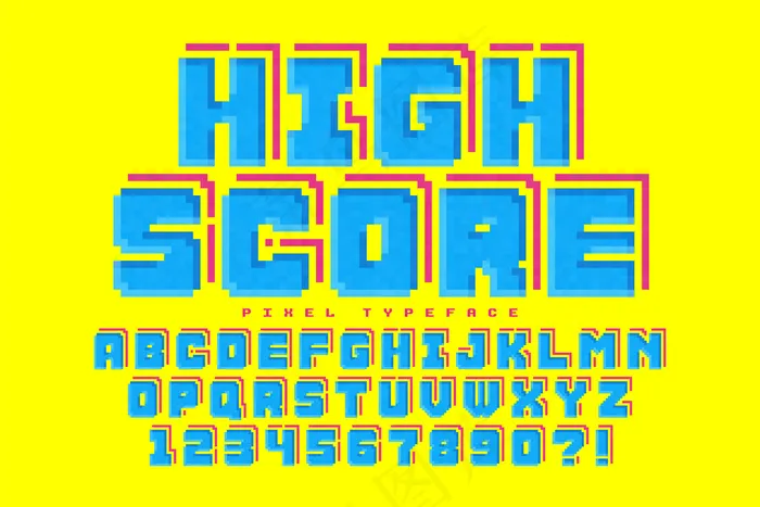 像素矢量字体设计，风格化喜欢在8位游戏eps,ai矢量模版下载