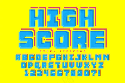 像素矢量字体设计，风格化喜欢在8位游戏