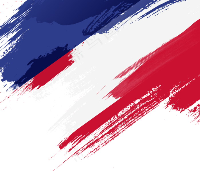 艺术笔刷形状法国国旗边框
