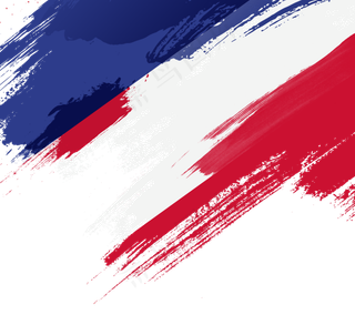 艺术笔刷形状法国国旗边框
