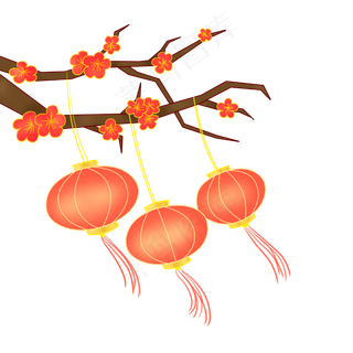 树枝上的新年灯笼