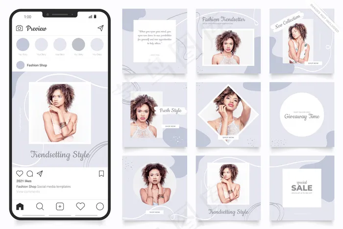 Instagram方格拼图。社交媒体贴吧eps,ai矢量模版下载