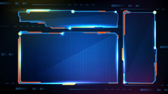 蓝色发光科技的抽象未来背景科幻框架hud ui