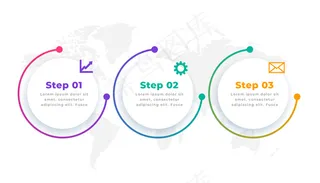 三步式现代圆形信息图形模板设计