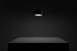 黑暗中的桌子。3d渲染。