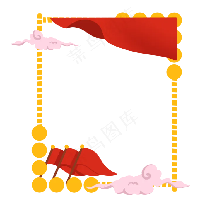 红旗祥云边框(2000X2000(DPI:300))psd模版下载