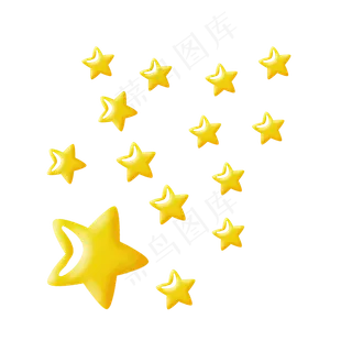 金黄色半立体星星七夕节许愿