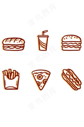 食物美食线描图标