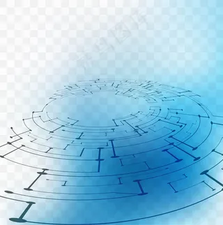透明背景上的蓝色技术元素