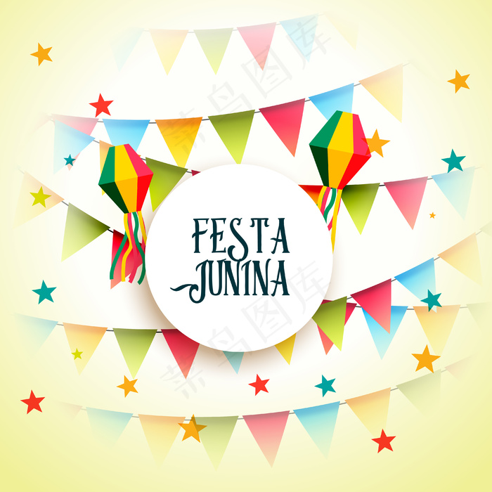 美丽的festa junina花环设计eps,ai矢量模版下载