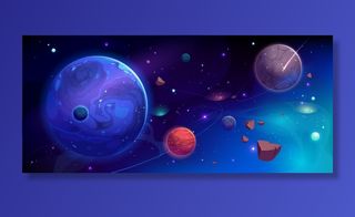 带卫星和流星的外层空间行星插图