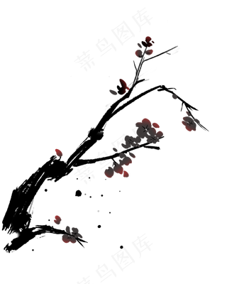 黑白水墨渐变梅花