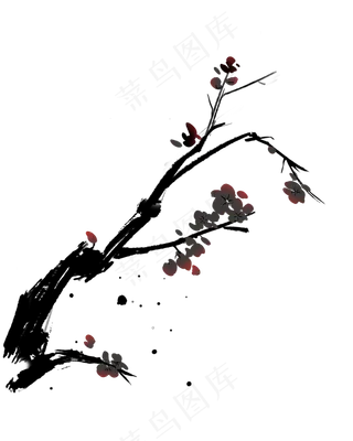 黑白水墨渐变梅花