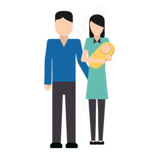 浪漫七夕节夫妻恩爱矢量图