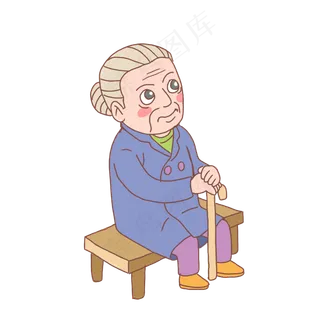 重阳节老太太手绘卡通05