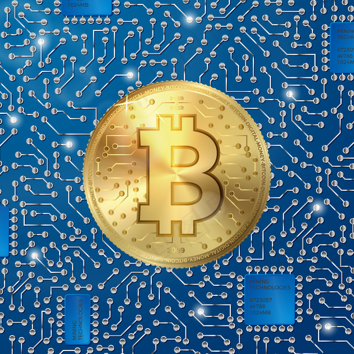 矢量3d逼真比特币