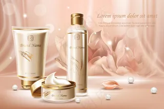 珍珠精华化妆品广告横幅banner模板