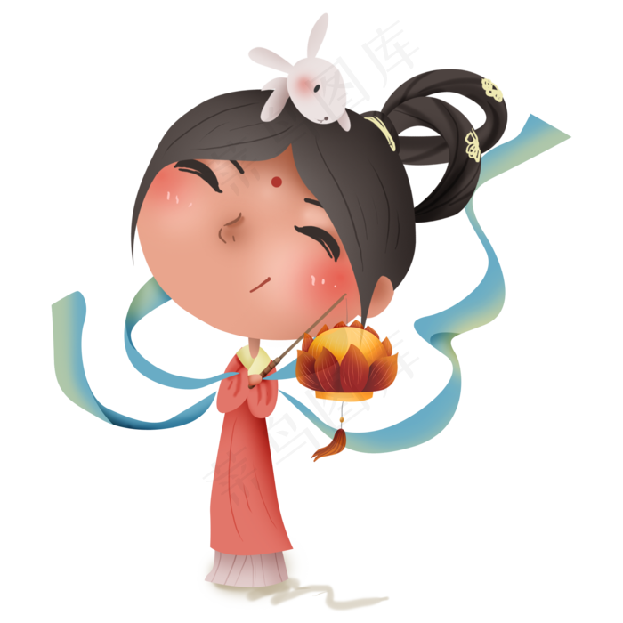 中秋节拿着灯笼的嫦娥(2000X2000(DPI:300))psd模版下载