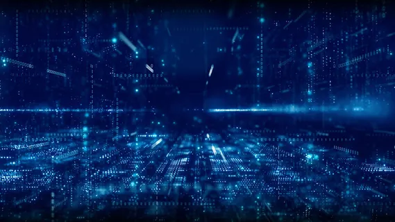 具有粒子和数字数据网络连接概念的数字网络空间