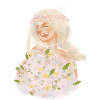 七夕情人节新娘花植物元素