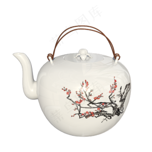 白色陶瓷梅花茶壶
